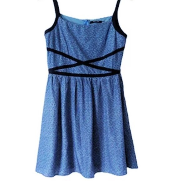 New Modcloth Doe and Rae Blue Fit & Flare Prairie Mini Dress Size M Medium NWT - Picture 4 of 5